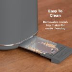 ⁦تاور محمصة خبز من قطعتين من سكاندي T20027G مع تحكم قابل للتعديل في التحميص و7 وظائف تحميص واعدادات الغاء واذابة الثلج واعادة التسخين، تصميم اسكندنافي انيق، 800 واط، لمسات خشبية رمادية⁩ - الصورة ⁦5⁩