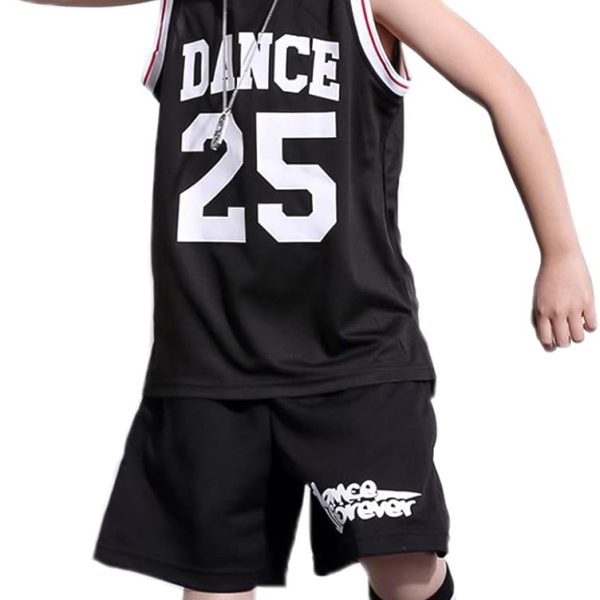 طقم توب بدون اكمام وشورت للاولاد مكون من قطعتين، زي هيب هوب لرقص الشارع وكرة السلة