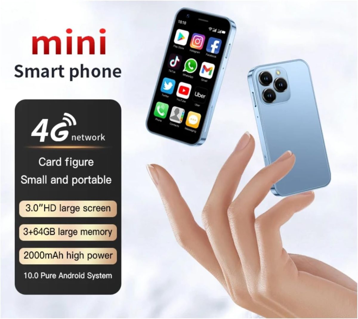 ⁦هاتف ذكي صغير 3G غير مقفل في العالم بشاشة لمس 3.0 انش صغيرة XS15 ببطارية 1000mAh 8.1 الترا، 2GB+16GB (ارجواني)⁩ - الصورة ⁦3⁩