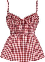 ⁦بلوزة نسائية منقوشة بأزرار امامية من الدانتيل من جورجليتر، بلوزة صدرية لطيفة مكشكشة وواسعة⁩ - الصورة ⁦2⁩