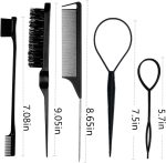 ⁦مجموعة امشاط ناعمة من 5 قطع من لونيميا - مشط شعر بشعيرات بلاستيكية، مشط تضييق، فرشاة حافة مزدوجة الجوانب، مشط ذيل الفئران لتصفيف الشعر وتسريحه⁩ - الصورة ⁦7⁩