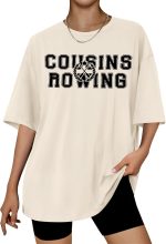 قميص صيفي كبير الحجم للنساء من ابن العم التجديف تي شيرت فريق البطن جرافيك كاجوال باكمام قصيرة