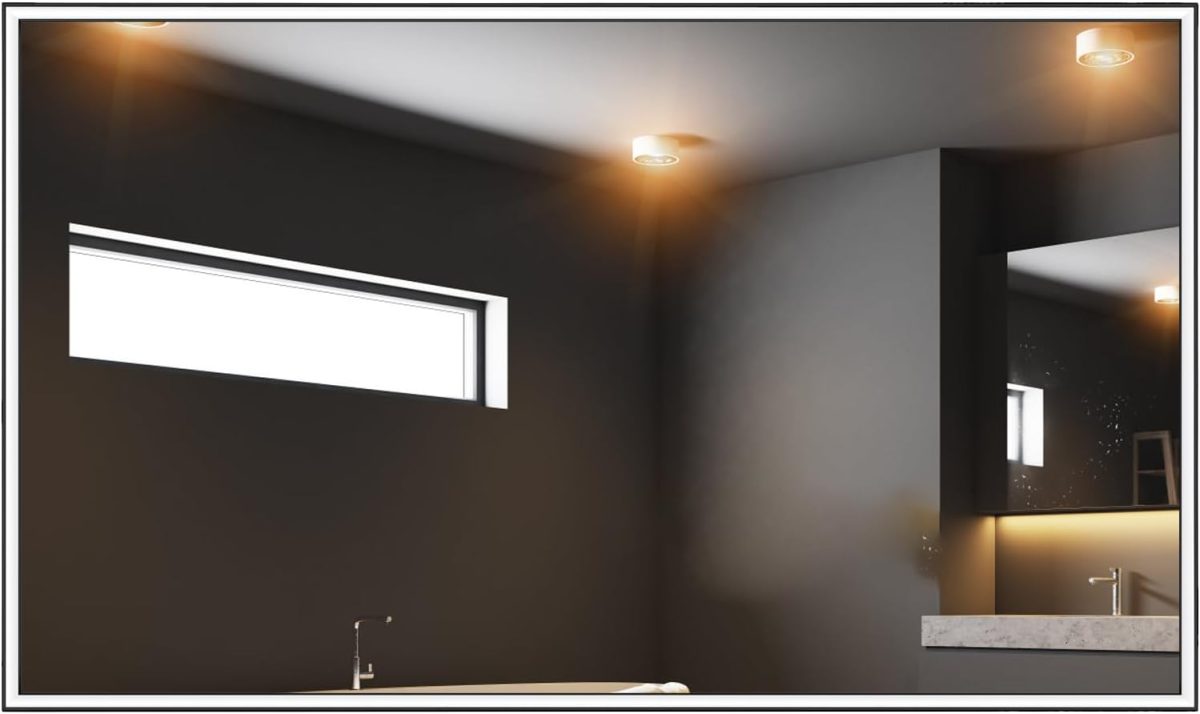 إليكسونج تلفزيون ذكي جوجل ميرور 43 بوصة مع جهاز تحكم صوتي باضاءة LED وجهاز تحكم عن بعد وشاشة 4K UHD وواي فاي وتطبيقات مدمجة - لمحطة المكياج والسبا وموالف ايه تي اس سي ودي تي في