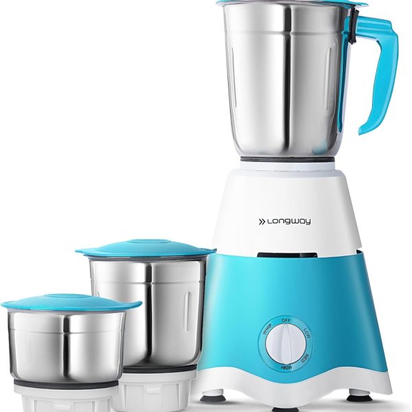 لونج واي - مطحنة خلاط سوبر دي ال اكس بقدرة 700 واط (3 مرطبانات، ابيض واخضر)
