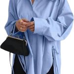 قمصان نسائية فضفاضة باكمام طويلة وربطة عنق غير متساوية من جورجليتر