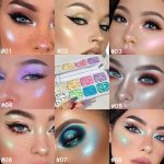 ⁦8 Color Face Cheek Highlighter Makeup Palette Shimmer Glitter Iridescent Multichrome Holographic Eyeshadow Palette Purple Rainbow Glitter Highlighter Makeup Highlight and Contour Chrome Eye Make up⁩ - الصورة ⁦3⁩