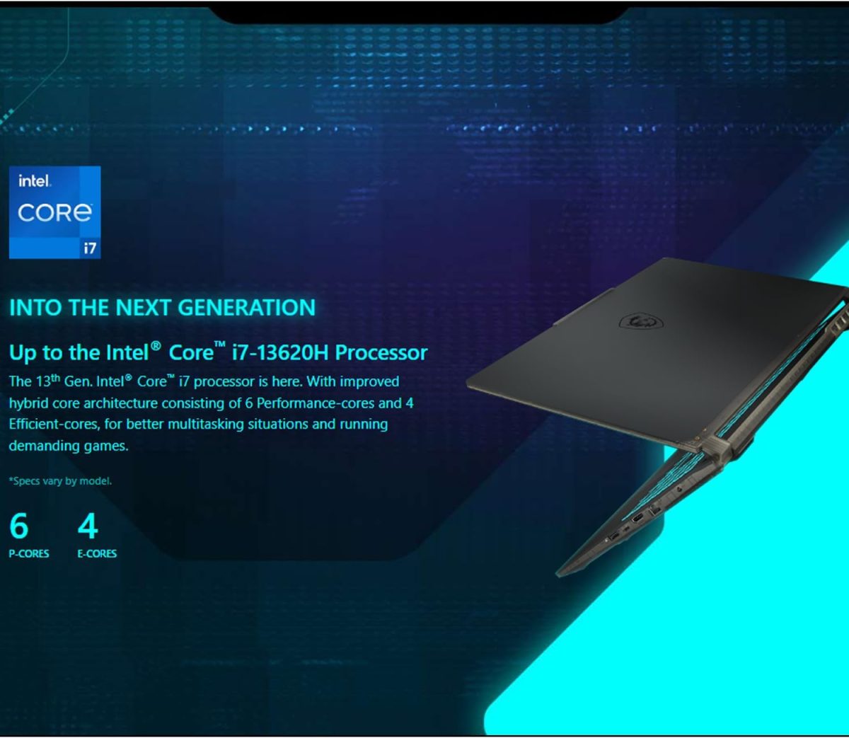⁦MSI لابتوب العاب سايبورغ 15 بشاشة 15.6 انش FHD 144Hz ومعالج انتل كور i7-13620H الجيل 13 وانفيديا جيفورس RTX 4050 و32GB DDR5 RAM و1TB PCIe SSD وكاميرا ويب وكيبورد باضاءة خلفية وواي فاي 6 وويندوز 11 هوم⁩ - الصورة ⁦3⁩
