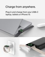 ⁦بلكن شاحن ساعة ابل USB نوع سي محمول من بوست تشارج - شاحن يو اس بي نوع سي معتمد من ام اف اي لساعة ابل سلسلة 9 وسلسلة 8 وسلسلة 7 والترا وغيرها - متوافق مع ماك بوك وايفون 15 والمزيد - ابيض⁩ - الصورة ⁦4⁩