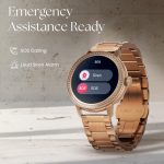 ⁦تايتن ساعة ذكية للنساء من فاليري 1.2 انش اموليد دائرية SS هيكل شبكي + سوار سيليكون لمراقبة درجة حرارة البشرة مع مستشعر اتصال بلوتوث (ذهبي وردي)⁩ - الصورة ⁦6⁩