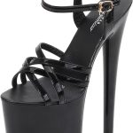 صندل نسائي من موديل كات ووك بكعب عالي 20 سم، صندل بكعب عالي وحزام متقاطع، صندل لحفلات الرقص