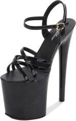 صندل نسائي من موديل كات ووك بكعب عالي 20 سم، صندل بكعب عالي وحزام متقاطع، صندل لحفلات الرقص