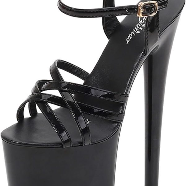 صندل نسائي من موديل كات ووك بكعب عالي 20 سم، صندل بكعب عالي وحزام متقاطع، صندل لحفلات الرقص