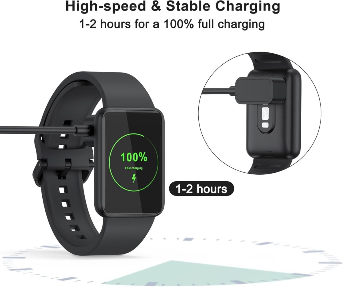 ⁦كيبل شحن مغناطيسي لسامسونج جالاكسي فيت 3، متوافق مع الساعات الذكية SM-R390، USB-A + USB-C، حامل كابل شحن مغناطيسي بطول 3.3 قدم، عبوة من قطعتين⁩ - الصورة ⁦5⁩