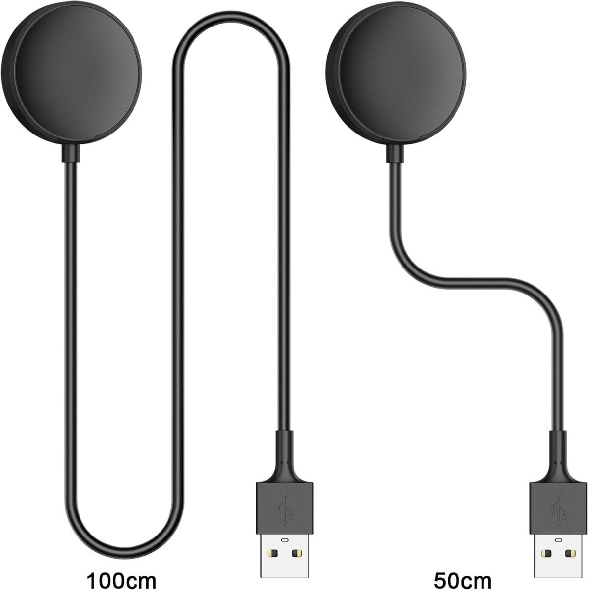 ⁦شاحن ساعة USB نوع C لساعة جالكسي 7/6 كلاسيك/6/5 برو/5/4/4 كلاسيك/3/اكتيف 2/اكتيف 1، 1 متر/3.3 قدم، شاحن جالكسي مغناطيسي (USB اسود، 50 سم)⁩ - الصورة ⁦3⁩