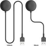 ⁦شاحن ساعة USB نوع C لساعة جالكسي 7/6 كلاسيك/6/5 برو/5/4/4 كلاسيك/3/اكتيف 2/اكتيف 1، 1 متر/3.3 قدم، شاحن جالكسي مغناطيسي (USB اسود، 50 سم)⁩ - الصورة ⁦3⁩
