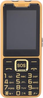 جيني جوال محمول بمفتاح كبير، صوت مرتفع، اعلان صوتي رفيع للغاية، مفتاح كبير عملي بي تي 2.6 انش، 2 مصباح يدوي للسفر والمنزل (ذهبي)