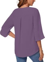 ⁦تي شيرت نسائي بأكمام طويلة لخريف 2022 من كوتاي، بلايز تونيك كاجوال فضفاضة ناعمة مع جيب⁩ - الصورة ⁦3⁩