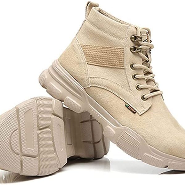 حذاء سيفتي للرجال من كيديبو، حذاء بمقدمة مركبة للعمل، حذاء جيد التهوية وخفيف الوزن ومضاد للانزلاق، بني - مقاس 39