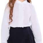 سولوكوت بلوزة قطن باكمام طويلة وازرار امامية للزي المدرسي للفتيات لفصل الربيع والصيف