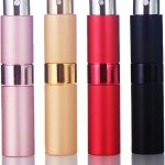 اي سي في في 4 عبوات من زجاجات بخاخ العطور الصغيرة القابلة لإعادة الملء: حاويات بخاخ محمولة للسفر والنزهات، سعة 8 مل، حافظة توزيع بخاخ عطر متعددة الالوان