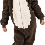 زي تنكري للاطفال بتصميم قرد بني الكل في واحد مناسب ليوم الكتاب العالمي للاولاد والبنات من الصوف الناعم مع ذيل بمقاسات الاطفال من سن 2-13 سنة