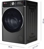 ⁦هوفر غسالة 10 كجم، دوران 1400 دورة في الدقيقة، 17 برنامج، محرك عاكس، غسيل بالبخار، لوحة تحكم ناعمة بمقبض ولمس، سنة من الشركة المصنعة وضمان 10 سنوات على المحرك العاكس، رمادي لافا - HWM-M1014-G⁩ - الصورة ⁦5⁩