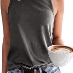 فيسوو قمصان بيسيك كاجوال صيفية فضفاضة بدون اكمام برقبة دائرية ضيقة للنساء