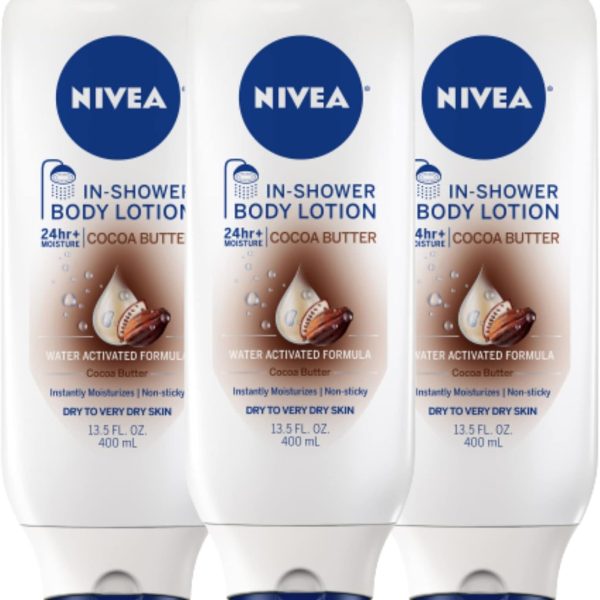 نيفيا بودي لوشن استحمام بزبدة الكاكاو، لوشن للبشرة الجافة، 13.5 اونصة سائلة (عبوة من 3 قطع)