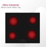 ⁦نوبل مواقد مدمجة سيراميك فيترو 60 سم، سطح زجاجي اسود سيران، لوحة لمس مضيئة LED، قفل امان للاطفال، سطح زجاجي عالي المقاومة وسهل التنظيف، 9 مراحل طاقة، NBH6041VH اسود⁩ - الصورة ⁦5⁩