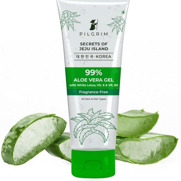 بيلغريم جل صبار الالوفيرا النقي بنسبة 99% من كوريا 200 مل مع فيتامين E وفيتامين B5 للوجه والشعر | يرطب البشرة وينعمها | خالي من البارابين والكبريتات والزيوت المعدنية والعطور