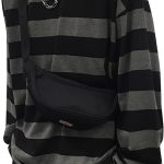 تي شيرت مخطط هاراجوكو للنساء، ملابس الجرونج القوطي Y2K، بلايز طويلة الاكمام قمصان كبيرة الحجم