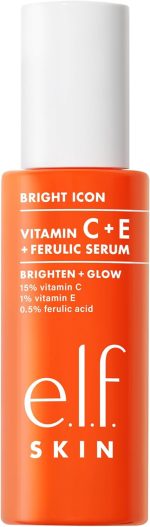 ⁦e.l.f. سيروم فيتامين C + E + فيروليك من سكين برايت ايكون، سيروم لتفتيح وتهدئة الوجه، يساعد على توحيد لون البشرة، نباتي ولم يتم اختباره على الحيوانات، 1.0 اونصة سائلة⁩ - الصورة ⁦6⁩