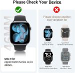 ⁦تي تيرسيلي (3 قطع) جراب متوافق مع ساعة ابل سلسلة 11/10-46 ملم، واقي شاشة مدمج رفيع HD من الزجاج المقسى بديل لساعة اي ووتش S11/S10 2024 (اسود)⁩ - الصورة ⁦2⁩