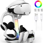حامل قاعدة شحن لجهاز بلاي ستيشن 5 في ار 2، حامل شحن PSVR2، قاعدة شحن مغناطيسية لاجهزة تحكم PS5 VR2، حامل شحن عالي السرعة، مؤشر LED، حامل سماعات راس الواقع الافتراضي