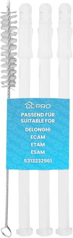 انبوب سحب حليب ديلونجي ايكام ايتام ايسام 5313232961 من دي ال برو، 3 قطع 6.15 انش لنظام حليب لاتيه كريما ماكينة تحضير القهوة + فرشاة تنظيف