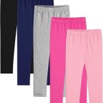 بي او او بي اتش سروال ضيق للبنات من القطن بطول كامل قابل للتمدد بدون قدم 5-14 سنة من 5 قطع