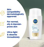 ⁦نيفيا سائل ديرما للتحكم في عيوب الوجه من صن يو في، يعمل باللمس الجاف بعامل حماية من الشمس 50+، مع نياسيناميد، للبشرة المعرضة للشوائب، لا يسد المسام، للبشرة المختلطة، غير دهنية، 40 مل⁩ - الصورة ⁦2⁩