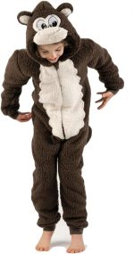 ⁦زي تنكري للاطفال بتصميم قرد بني الكل في واحد مناسب ليوم الكتاب العالمي للاولاد والبنات من الصوف الناعم مع ذيل بمقاسات الاطفال من سن 2-13 سنة⁩ - الصورة ⁦4⁩