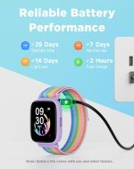 ⁦بيجر فايف ساعة ذكية للاطفال 1.8 انش لتتبع اللياقة البدنية وعداد خطوات ومعدل ضربات القلب ومقاومة للماء IP68 ومراقبة النوم وعداد خطوات للسعرات الحرارية و5 العاب احجية مع/بدون تطبيق للبنات المراهقات 5-16⁩ - الصورة ⁦7⁩
