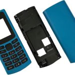 اعادة تصميم العلامة التجارية متوافق مع نوكيا 105 الجيل الرابع 2021 ثنائي شرائح الاتصال، لوحة كاملة بديلة لكامل الجسم باطار امامي وخلفي واطار متوسط، ازرق