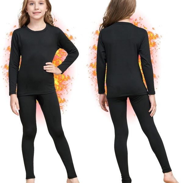 ملابس داخلية حرارية للبنات مبطنة بالصوف الناعم جدًا للاولاد من هيروبيكير مجموعة من القطع العلوية والسفلية الطويلة للشتاء