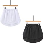 CCSU Adjustable Layering Fake Top Lower Sweep, Skirt Half-Length Splitting A Version, Women Ladies Fake False Shirt Tail Blouse Hem for Sweater Sweatshirt Jacket (White+Black,L)