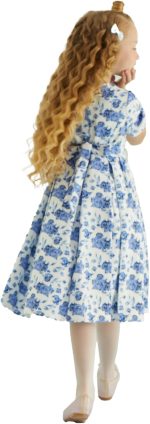 ⁦فستان للبنات من حياتي، لون ازرق، مناسب لعمر 3-4 سنوات⁩ - الصورة ⁦4⁩