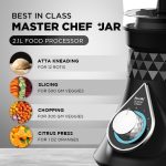 ⁦بريثي مطحنة خلاط كوزمو بلاستيكية للمطبخ من زودياك، 5 برطمانات 750 واط (عصارة سوبر استخراج، برطمان ماستر شيف + برطمان محضر طعام)، اسود (Mg236)⁩ - الصورة ⁦5⁩