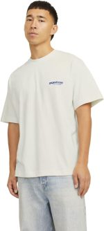 جاك اند جونز تي شيرت جيه كونيون مطبوع على الظهر باكمام قصيرة وقبة دائرية ضيقة للرجال من جوكونيون، متوفر دائما في المخزون (عبوة من قطعة واحدة)