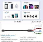⁦شاحن ترافل 4 في 1 لاجهزة اي ووتش وايفون، كيبل شحن متعدد مع USB-C وMicro USB وشاحن لاسلكي، متوافق مع ساعة ابل الترا/اس اي/9/8/7/6/5 وايفون 15/14/13 وجالكسي واندرويد⁩ - الصورة ⁦5⁩