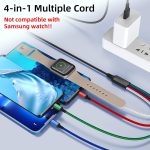 ⁦شاحن ترافل 4 في 1 لاجهزة اي ووتش وايفون، كيبل شحن متعدد مع USB-C وMicro USB وشاحن لاسلكي، متوافق مع ساعة ابل الترا/اس اي/9/8/7/6/5 وايفون 15/14/13 وجالكسي واندرويد⁩ - الصورة ⁦2⁩