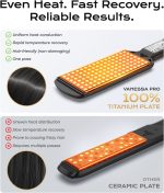 ⁦مكواة فرد الشعر المسطحة من فانيسا برو، مكواة مسطحة من التيتانيوم النقي بنسبة 100% لتمريرة واحدة للحصول على مظهر أنيق، تتجعد بشكل جميل وتفردها بشكل جيد - 2 انش⁩ - الصورة ⁦5⁩