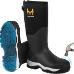 حذاء عمل مطاطي للرجال بمقدمة من الستيل من هنثور، حذاء صيد مقاوم للثقب 1100N مع نعل اوسط من النيوبرين 7 ملم مقاوم للماء وايفا، وصلة خلفية قابلة للتعديل، مثالي للصيد والعمل والزراعة