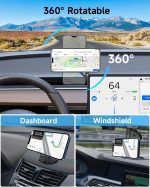 ⁦حامل هاتف تيسلا - حامل هاتف ماج سيف للسيارة من تيسلا، حامل هاتف مغناطيسي مخفي قابل للطي مناسب لسلسلة ايفون 14 13 12 وجميع الموبايلات⁩ - الصورة ⁦2⁩